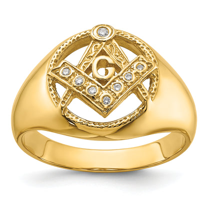 14K Yellow Gold Diamond Masonic Mens Ring Y7232