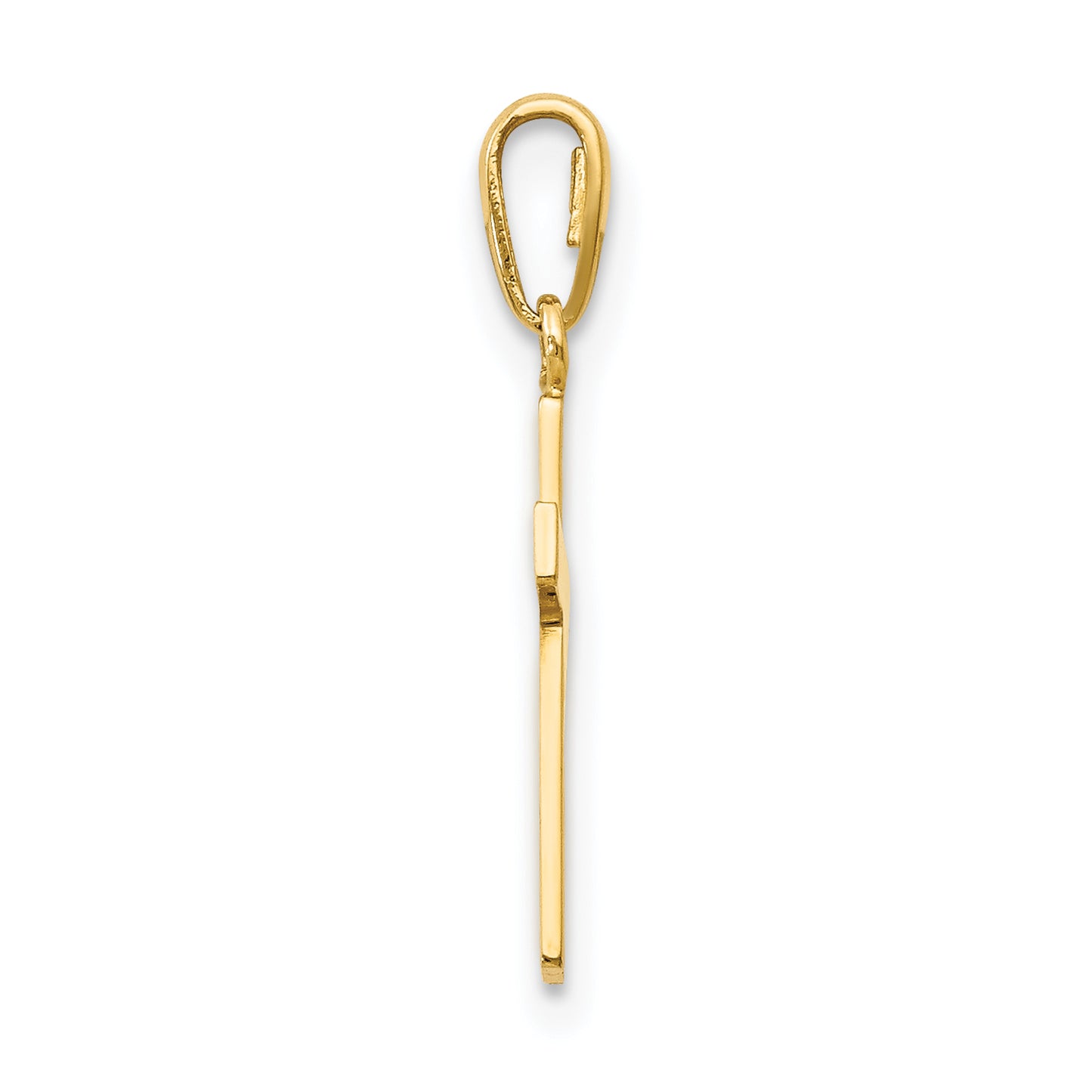 14K gold tapered cross pendant alternate view - YC1125