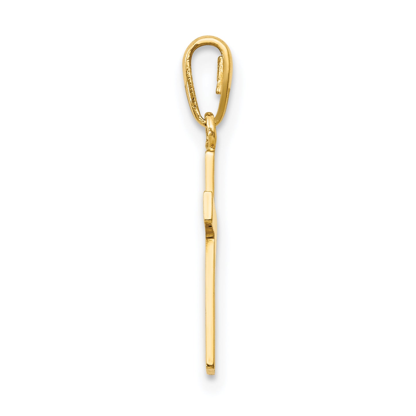 14K gold tapered cross pendant alternate view - YC1125