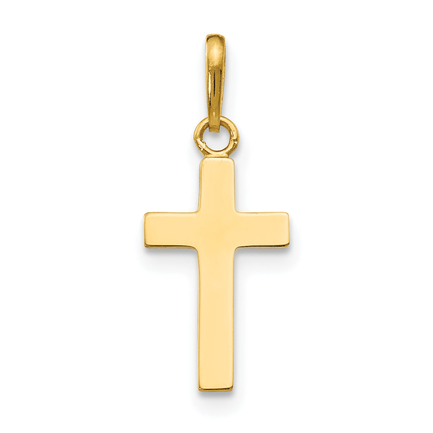 14K yellow gold polished tapered cross pendant - YC1125