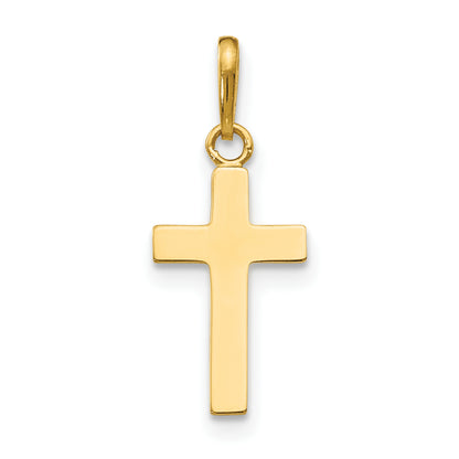 14K yellow gold polished tapered cross pendant - YC1125