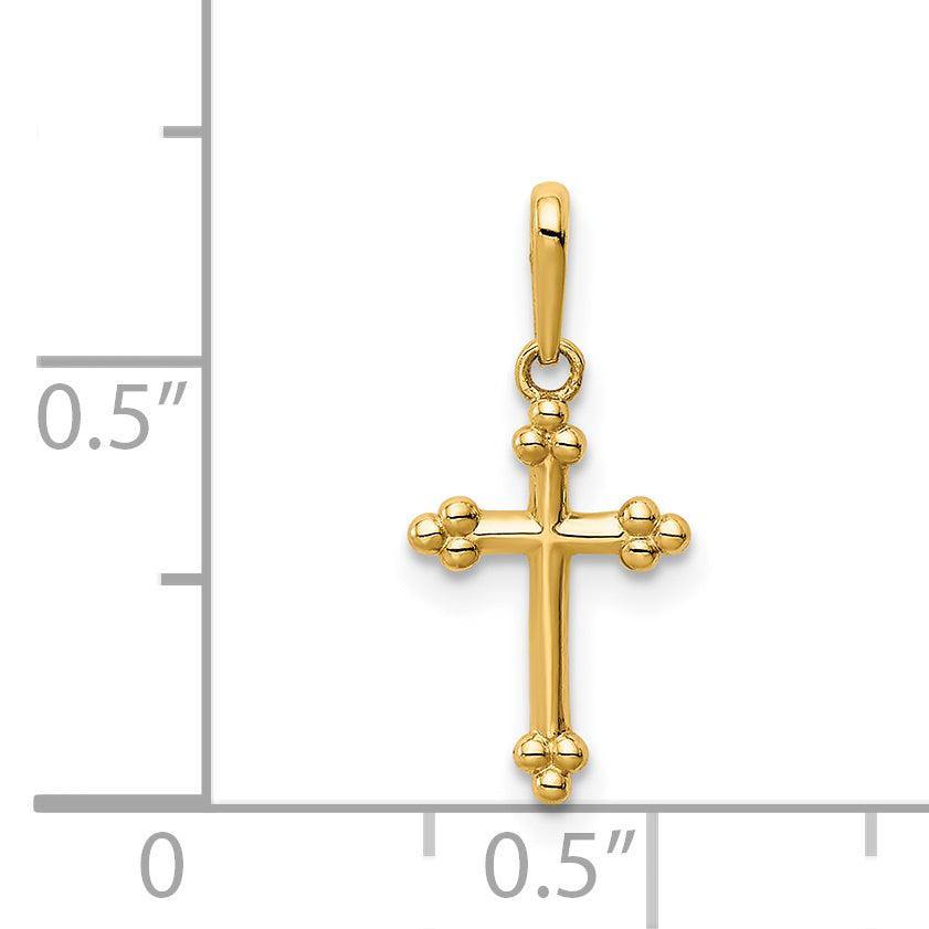 14K gold budded tip cross pendant dimensions - YC1402