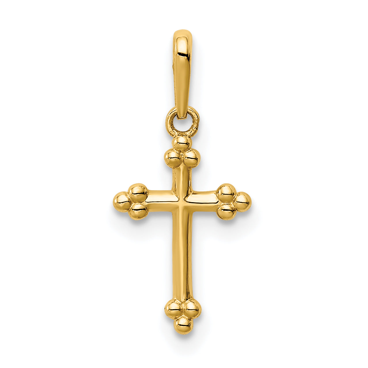 14K yellow gold budded tip cross pendant - YC1402