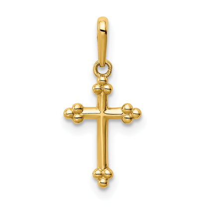 14K yellow gold budded tip cross pendant - YC1402