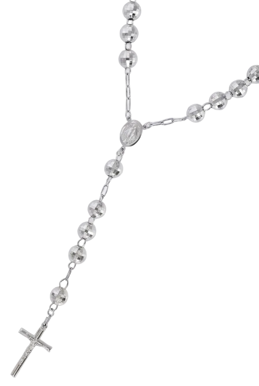14K White Gold Rosary Chain