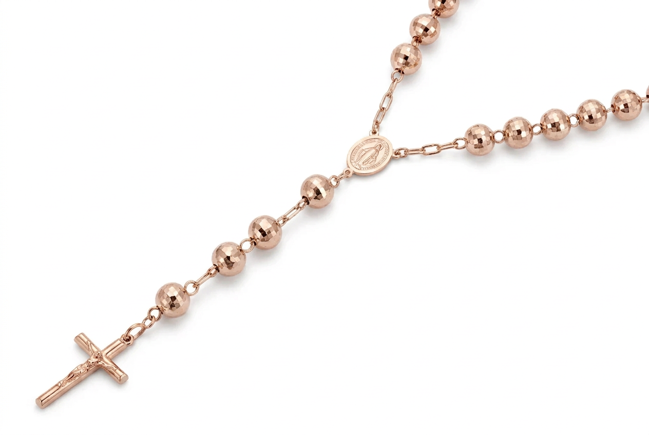 10K Rose Gold Rosary Chain