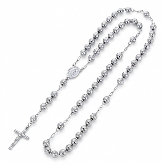 14K White Gold Rosary Chain