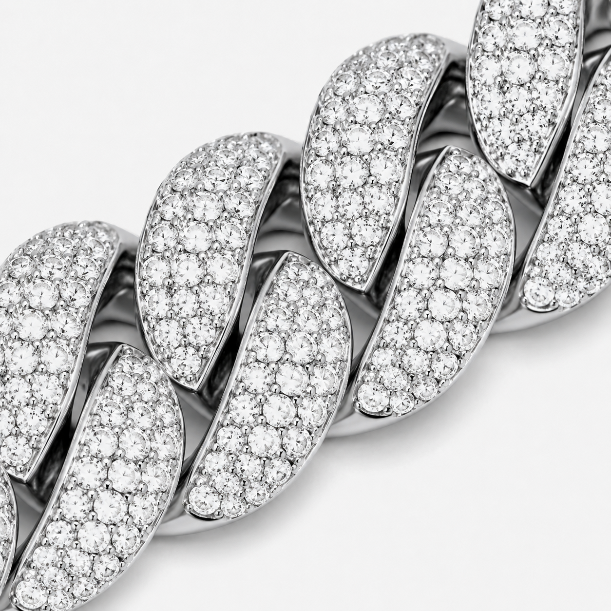 925 Sterling Silver Moissanite Miami Cuban Link Bracelet - side angle