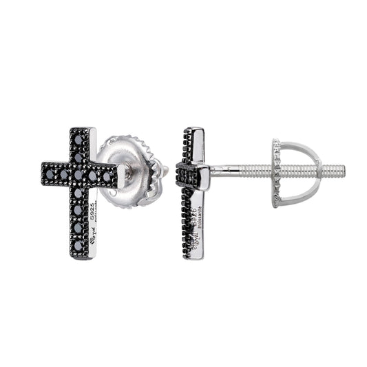 Black moissanite cross stud earrings