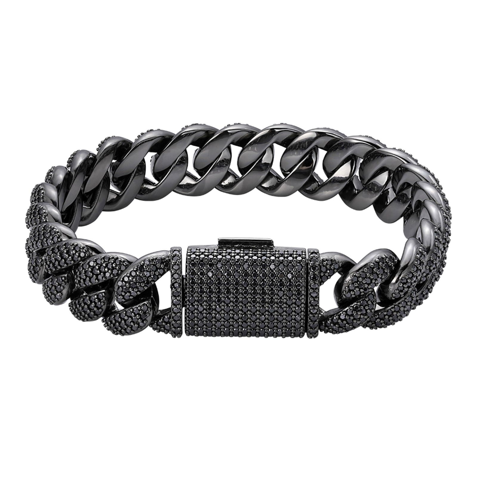 Black 15mm moissanite Cuban bracelet, alternate view