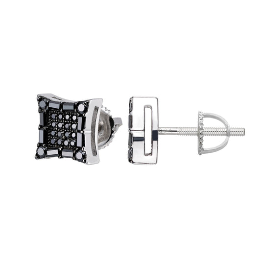 Black moissanite kite square baguette stud earrings