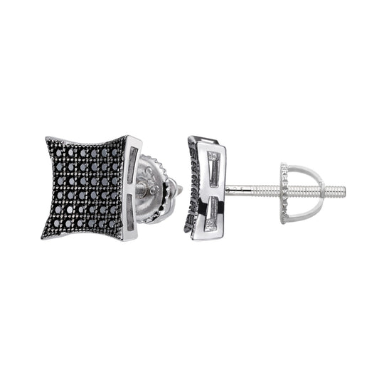 Black moissanite kite square stud earrings