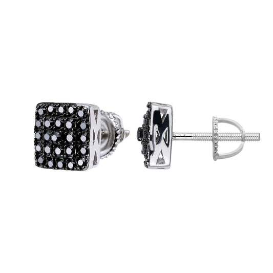 Black moissanite square stud earrings