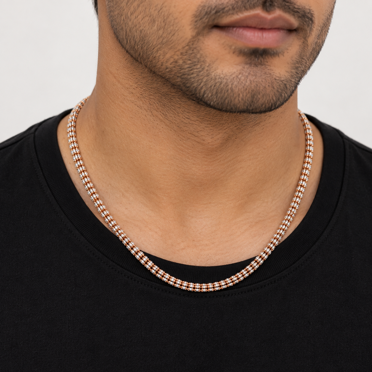 10K rose gold diamond-cut rolo link chain, alternate view