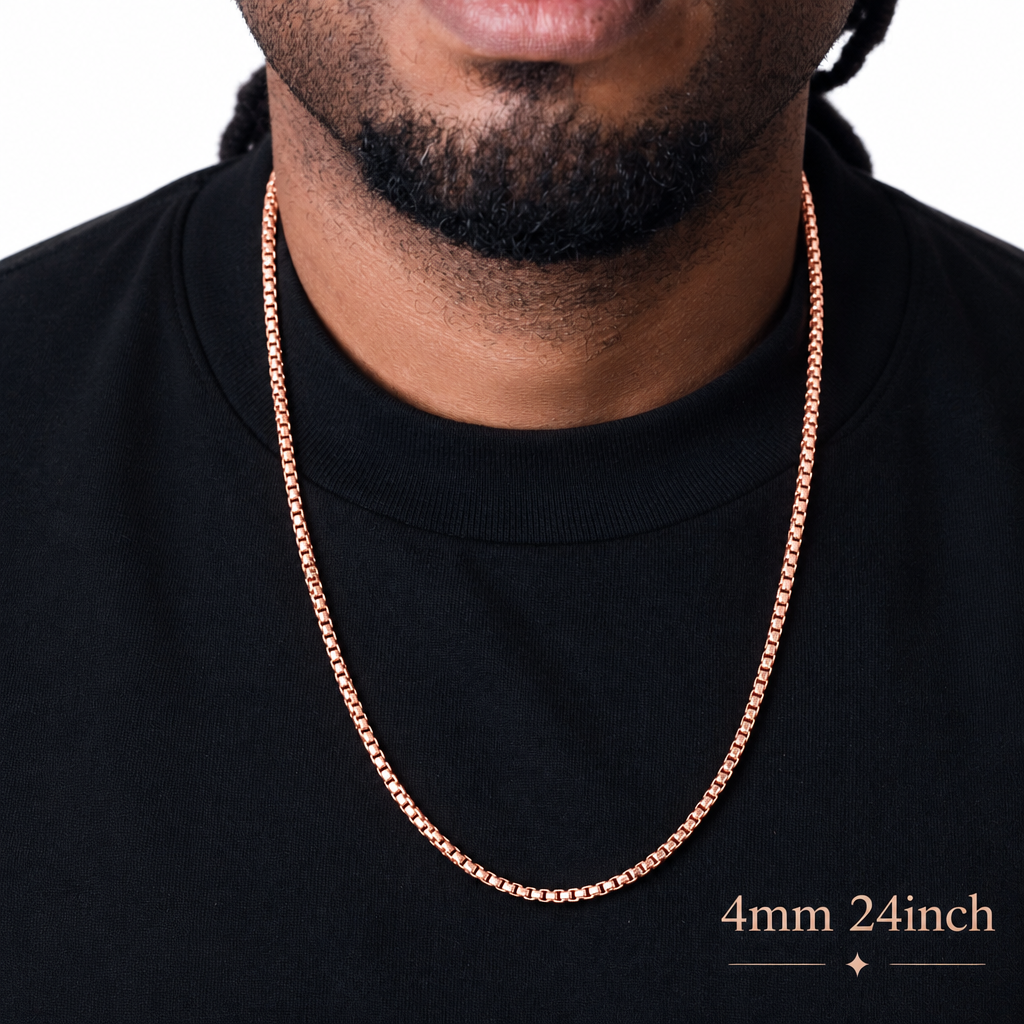 Rose Gold Plated Sterling Silver Round Box Chain