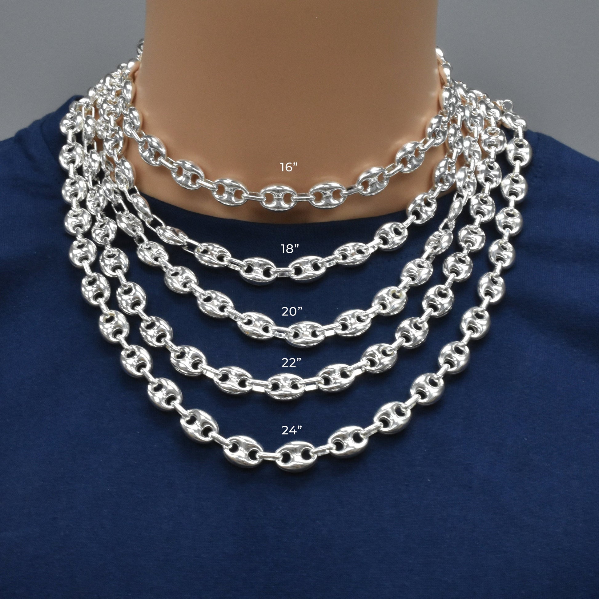 Gold Plated Sterling Silver Puffed Mariner Chain – view 7
