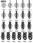 Chain width size chart from 1mm to 21mm, each width shown on a US quarter for scale