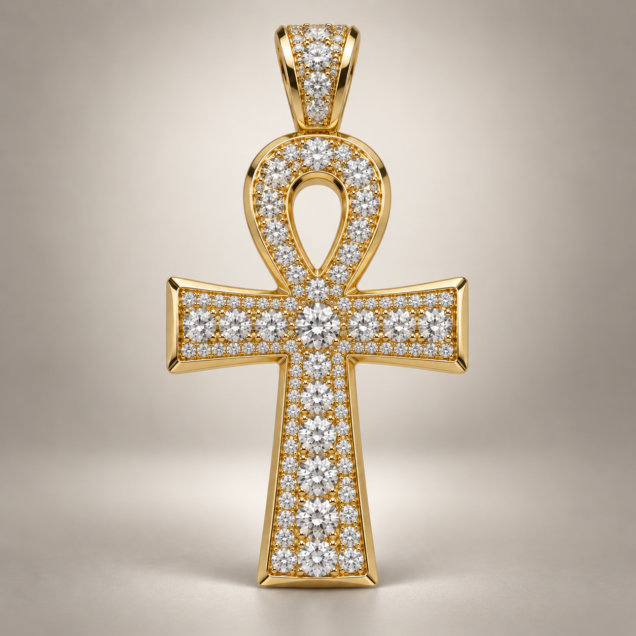 Custom gold and diamond Ankh pendant