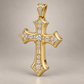 Custom gold and diamond Cross pendant front view