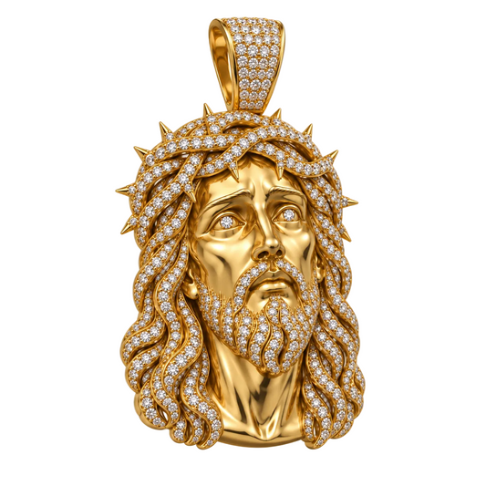 Custom gold and diamond Jesus pendant