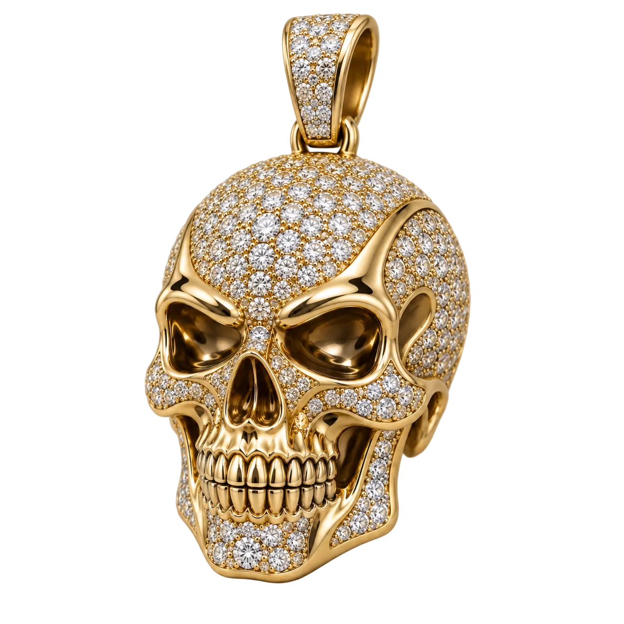 Custom gold and diamond Skull pendant