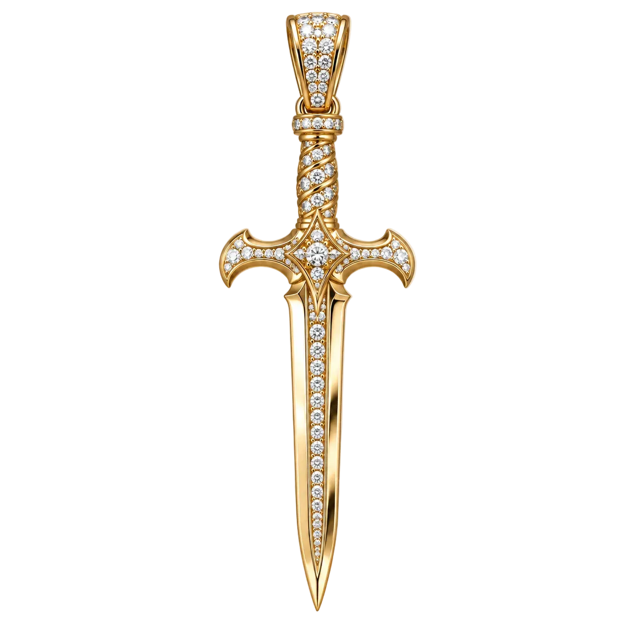 Custom gold and diamond Sword pendant