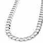 14K White Gold Solid Cuban Curb Link Chain