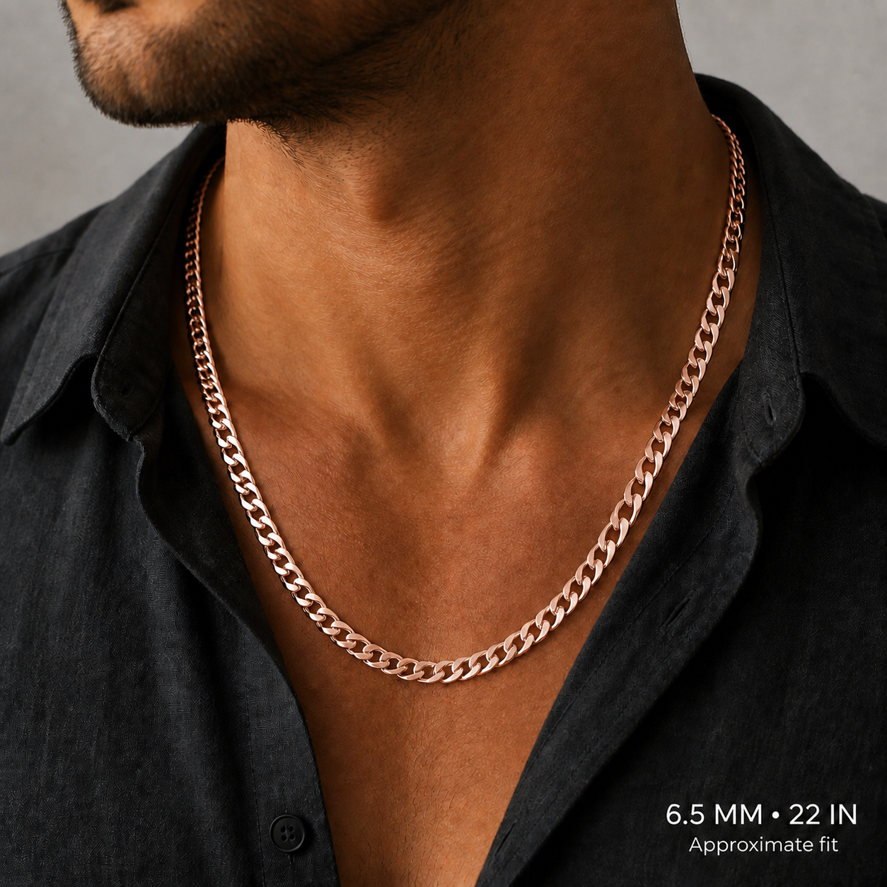 14K Rose Gold Solid Cuban Curb Link Chain