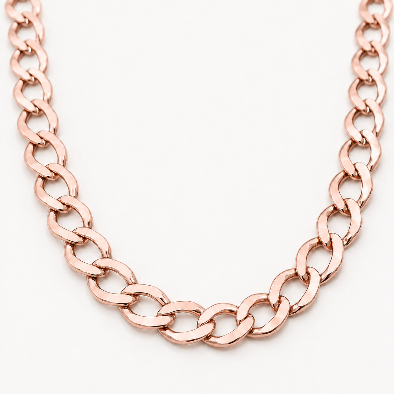 14K Rose Gold Hollow Cuban Curb Link Chain