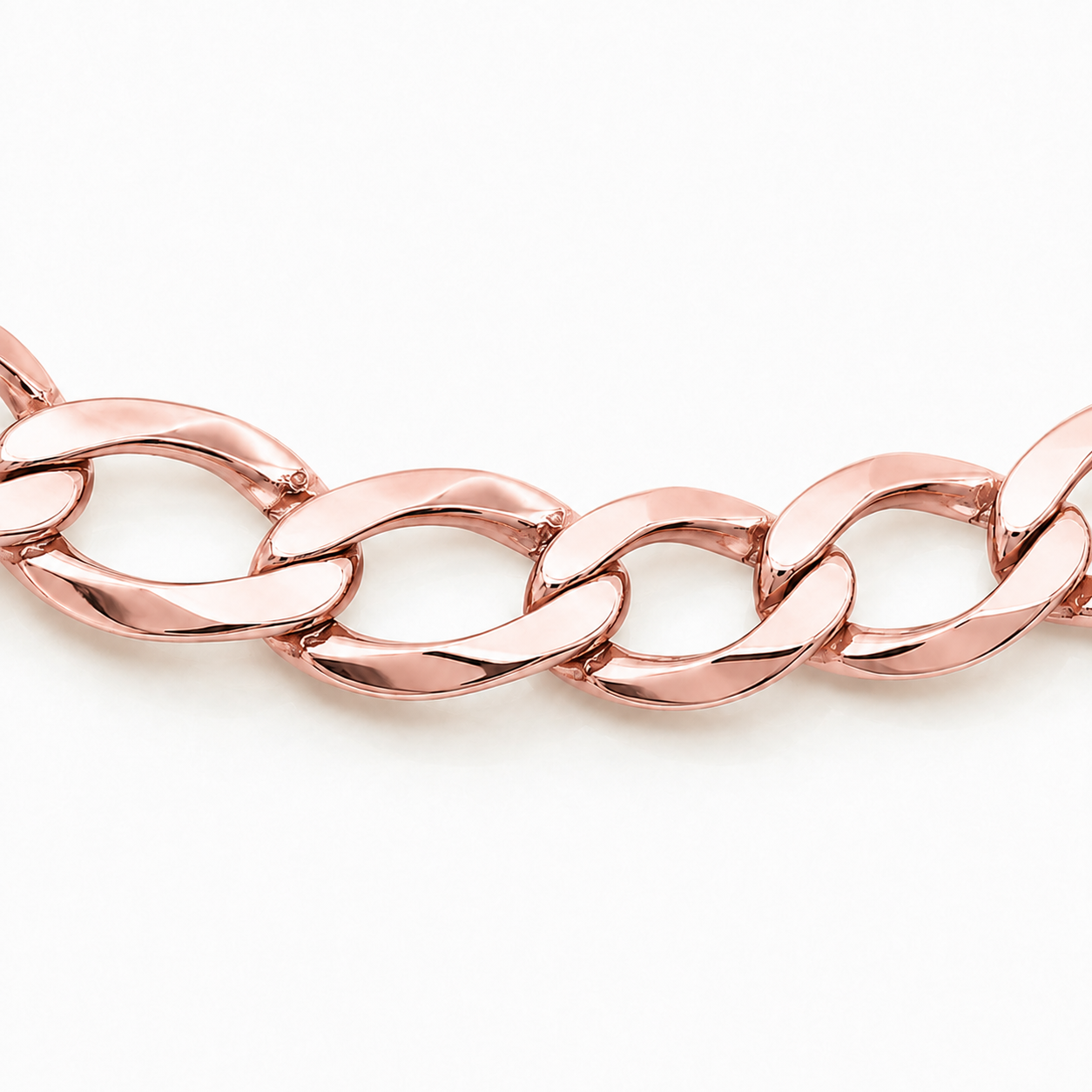 14K Rose Gold Hollow Cuban Curb Link Chain