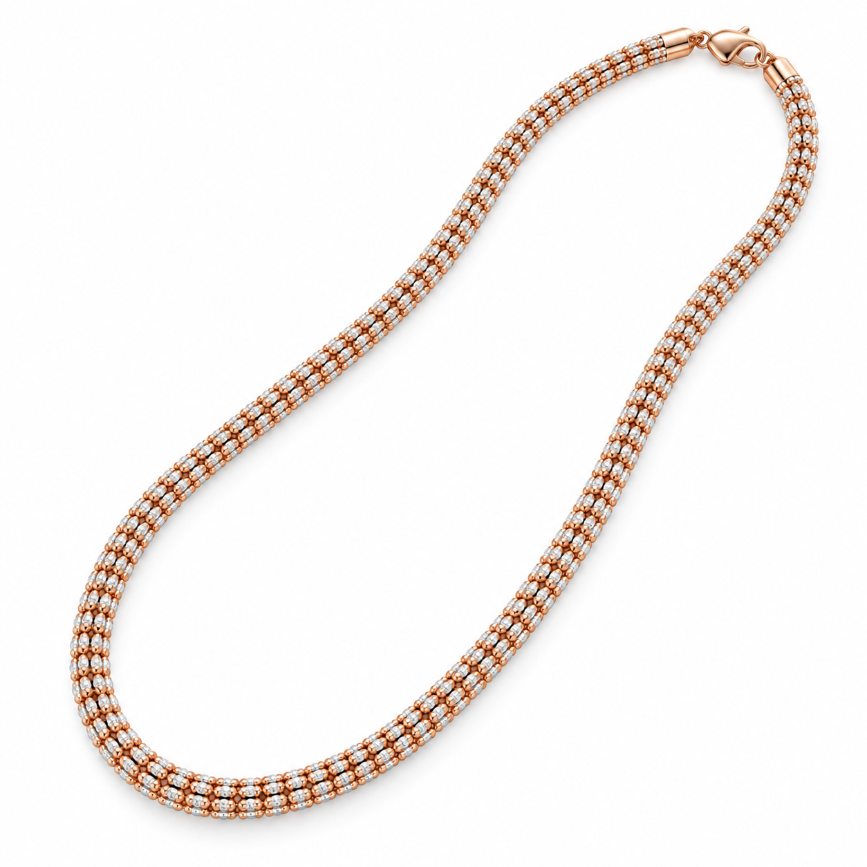 10K rose gold diamond-cut rolo link chain, link detail