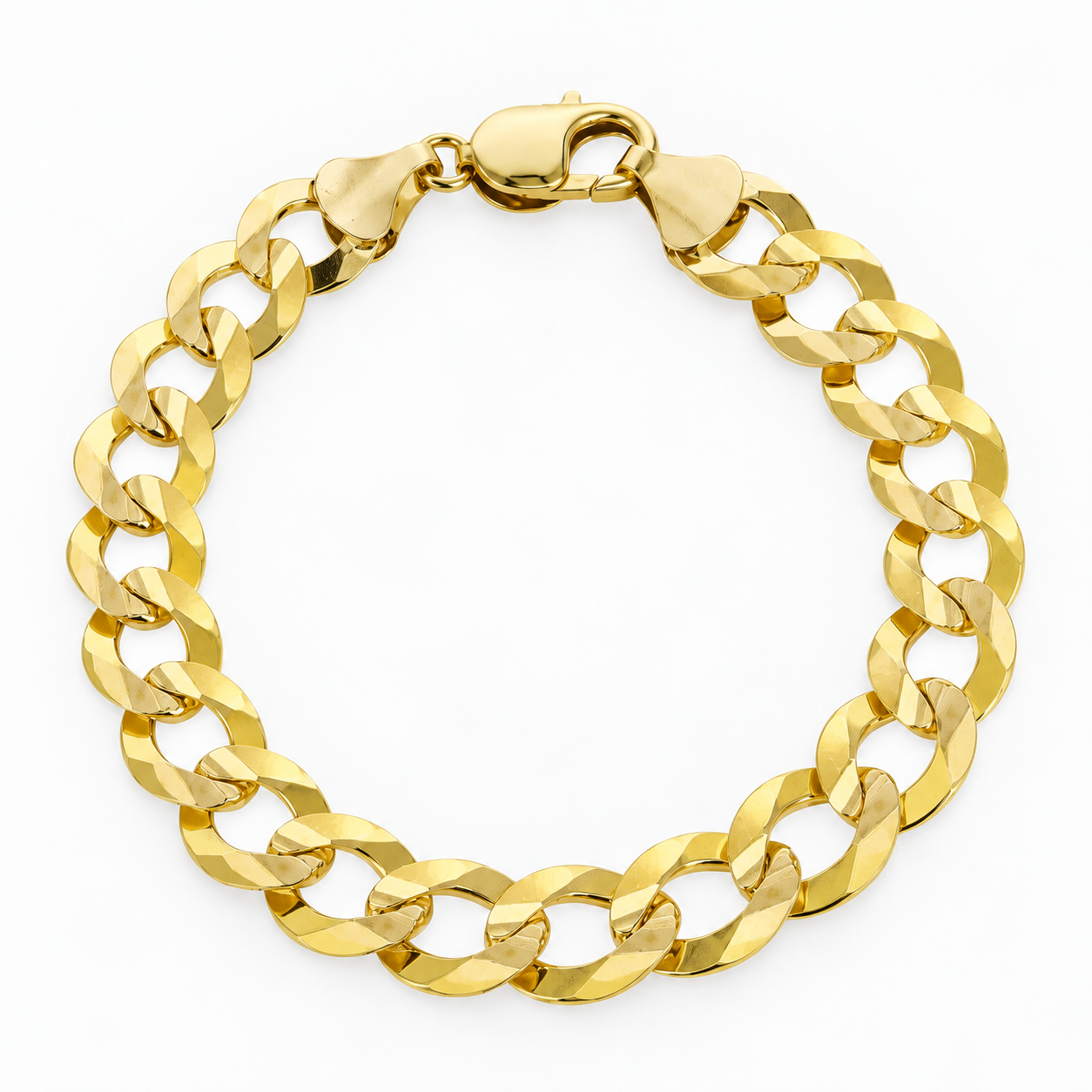 Gold plated 925 sterling silver Cuban curb link bracelet for men