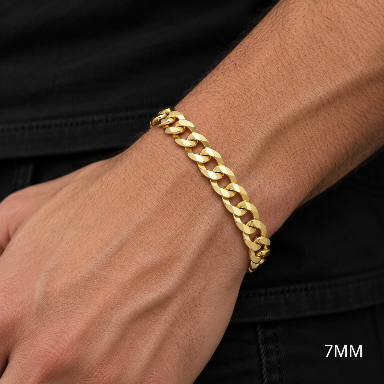 Gold plated 925 sterling silver Cuban curb link bracelet for men, additional view