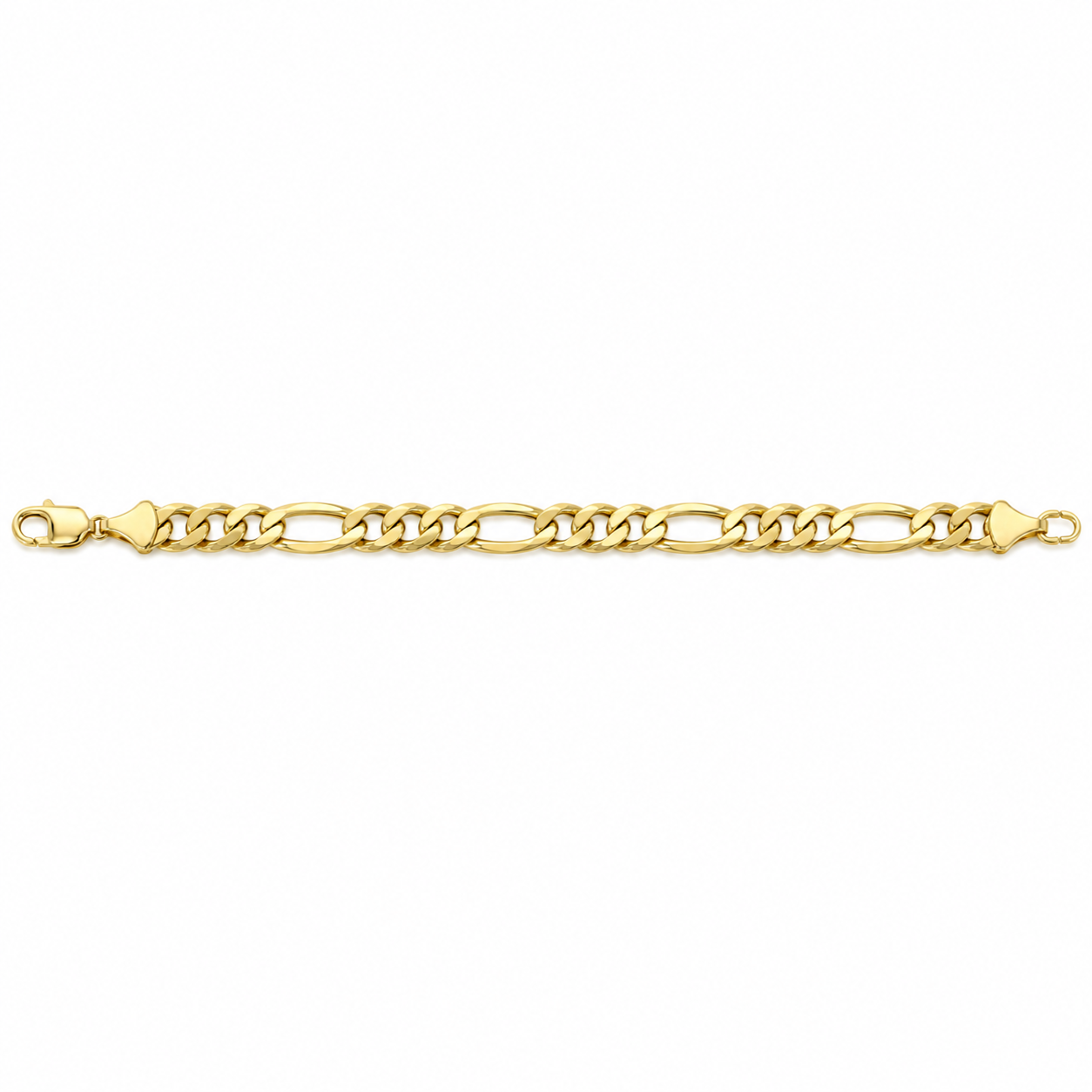 Gold plated 925 sterling silver Figaro bracelet for men, further view