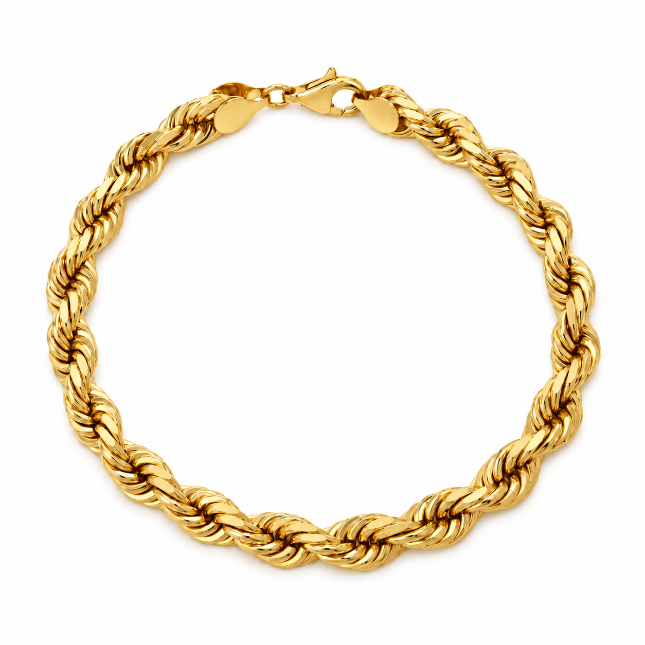 Gold plated 925 sterling silver rope bracelet for men