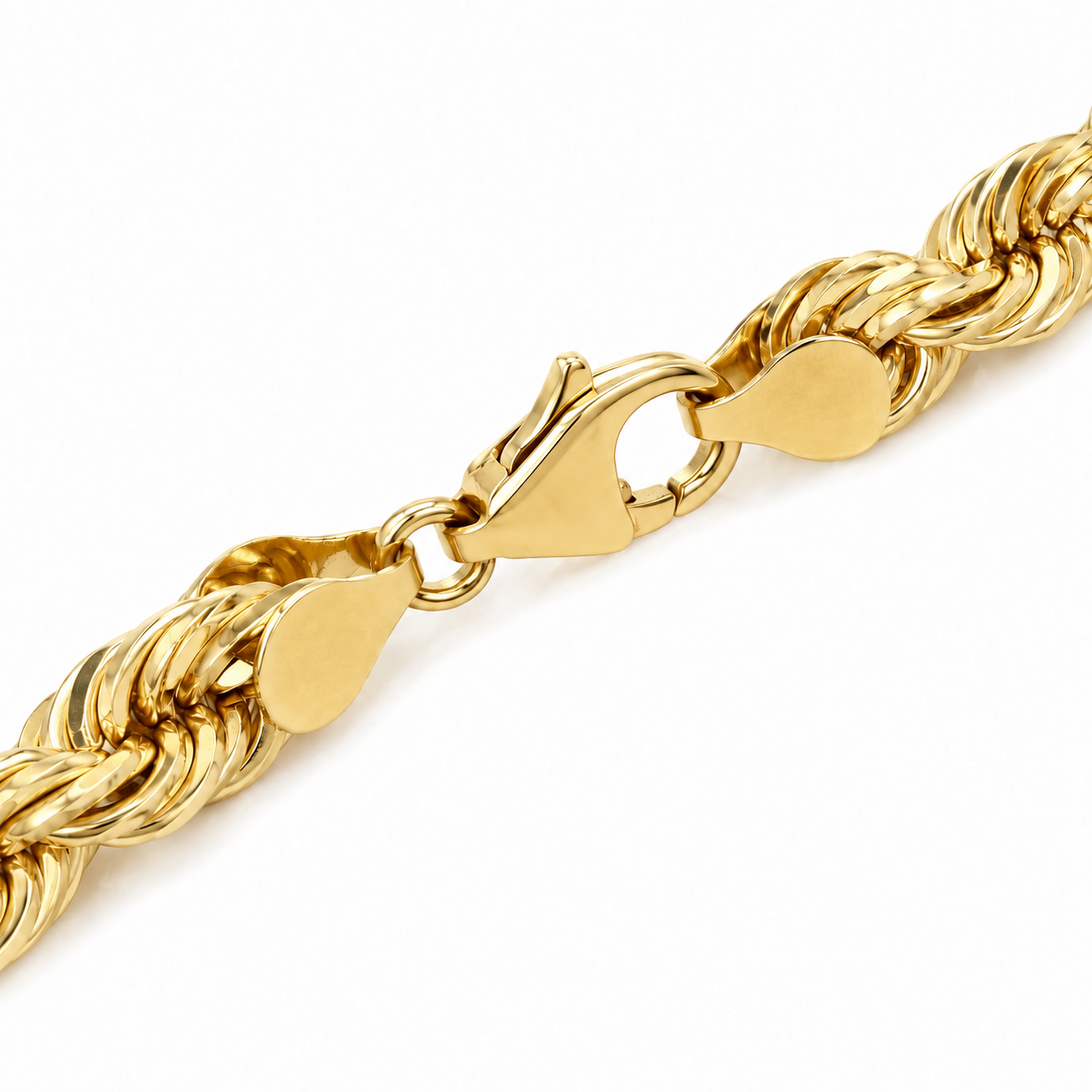 Gold plated 925 sterling silver rope bracelet for men, another angle