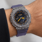 Iced out G-Shock with blue smoke band and black stone pavé case
