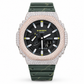 Iced Out Moissanite G-Shock GA-2100 Watch – Green Camo Band, Two-Tone Pavé Case