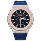 Iced Out G-Shock Solar Bluetooth Watch – Navy Band, Two-Tone Pavé Case