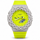 Iced out G-Shock neon lime watch with braided pavé bezel