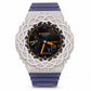 Iced Out Moissanite G-Shock GA-2100 Watch – Purple Band, Orange Dial, Braided Bezel