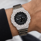 Iced Out Moissanite G-Shock GA-2100 Watch – Smoky Clear Band, Braided Link Bezel