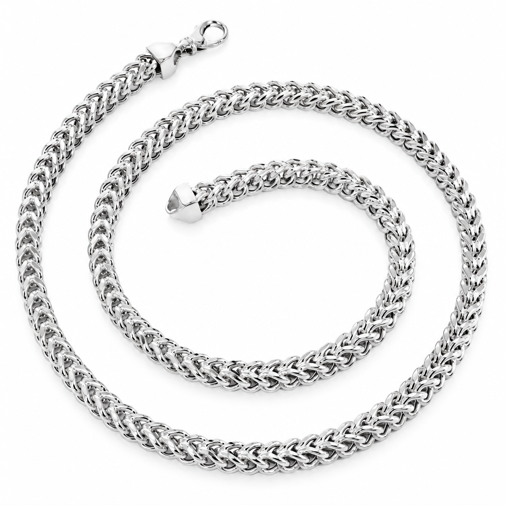 925 Sterling Silver Franco Chain, full-length view