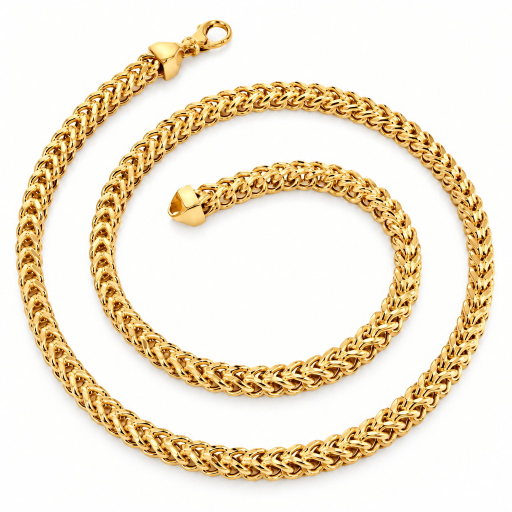 Gold Plated Sterling Silver Franco Chain, full-length view