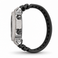 Iced out G-Shock GA-2100 black resin band side profile with moissanite case