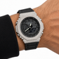 Iced out moissanite G-Shock GA-2100 black dial black band worn on wrist