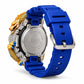 Iced out moissanite G-Shock DW-6900 watch with dragon bezel and blue band – men's hip hop iced out watch