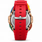 Iced out moissanite G-Shock DW-6900 watch with rainbow dragon bezel and red band – fully iced moissanite case
