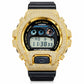 Iced out moissanite G-Shock DW-6900 watch with yellow iced case and black band – custom bust down G-Shock 6900