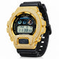 Iced out moissanite G-Shock DW-6900 watch with yellow iced case and black band – fully iced moissanite case